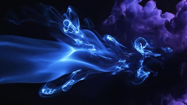 Blue fluid dynamics simulation or smoke plume