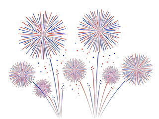 Vibrant fireworks display against white background