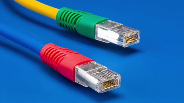 Detailed medium shot of CAT7 twisted pair cables featuring advanced cabling and shielding patterns ideal for highperformance communication networks