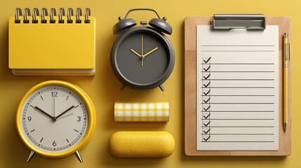 Time management and scheduling with calendar, checklist, alarm clock, and project planning tools