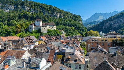 The City of Feldkirch with the Schattenburg Castle in the State of Voralberg, Austria 