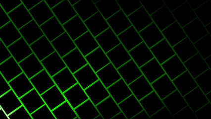 Abstract dark green diagonal grid pattern with glowing lines creating seamless modern background for technology interfaces