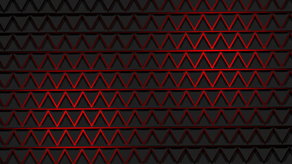 Abstract dark zigzag geometric pattern with red glowing lines creating seamless modern background for technology design