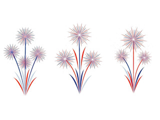 Vibrant fireworks illustration with red blue and white colors
