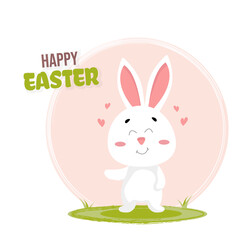 Happy Easter, Egg Hunt, Easter greeting card with a cute white bunny, eggs, rabbit. Animal character for the holiday. April 5, 2026 Vector.