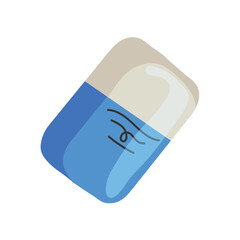 Cute eraser eraser blue and beige on a white background