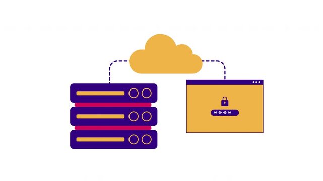 Access Denied Cloud Security Concept 2D Animation 4K &ndash; Restricted Server Login Protection Interface