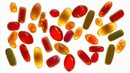 Multi-colored vitamin capsules