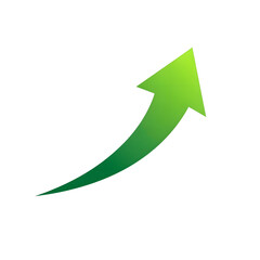 Upward Growth Arrow Green Gradient Isolated On Transparent Background
