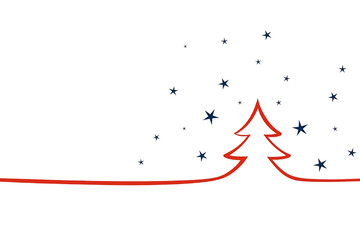 Minimal Christmas Tree Line Illustration Isolated on Transparent Background
