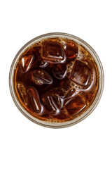 Iced Coffee Top View Isolated on Transparent Background
