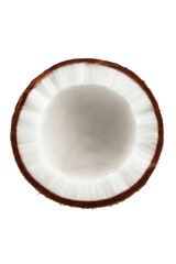 Coconut Half Top View Isolated on Transparent Background