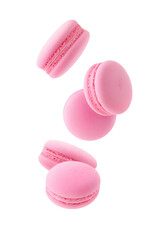 Pink Macarons Floating Isolated on Transparent Background