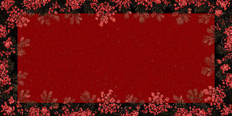 Festive red border black center minimalist holiday decor