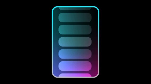 A single vertical stack of small rounded rectangular buttons is contained within a thin glowing border creating a simple and clean menu list style
