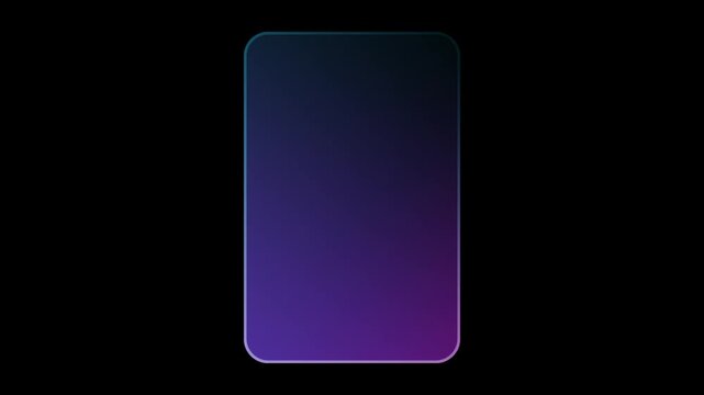 A tall and slender vertical glass card with a soft blue and purple gradient fill stands alone in the center of the dark frame for a minimal look