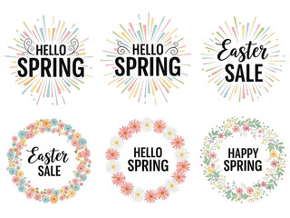 Beautiful spring and easter sale banner templates with floral designs