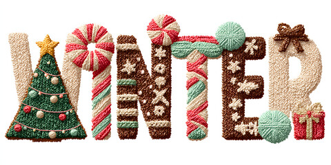 Christmas tree gifts wool candies minimal pattern