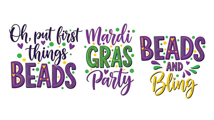 Mardi Gras Party Beads and Bling SVG Design Elements
