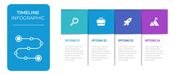 Progress bar featuring 4 arrow-shaped elements, symbolizing the four stages of business strategy and progression. Clean timeline infographic design template. Vector for mobile presentation.