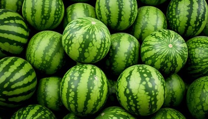 Background of many big sweet green watermelons.