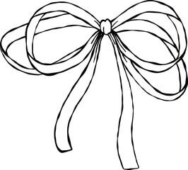 Ribbon bow line art illustration. Minimal continuous line drawing of ribbon bow, perfect for logo design, packaging, greeting cards, wedding decor, and fashion accessories