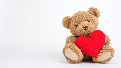 Teddy Bear Holding a Red Heart