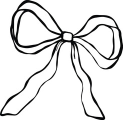 Ribbon bow line art illustration. Minimal continuous line drawing of ribbon bow, perfect for logo design, packaging, greeting cards, wedding decor, and fashion accessories