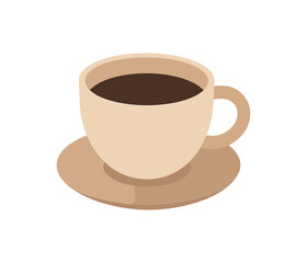 Fototapeta premium Minimalist coffee cup icon on saucer in soft earth tones
