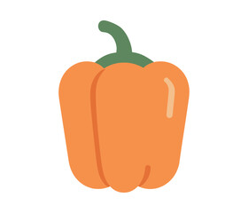 Minimalist flat design orange bell pepper icon for food and kitchen themes