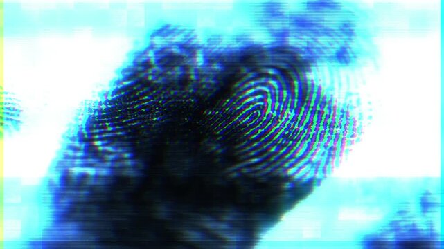 Close-up view of a fingerprint on a smartphone or computer screen, useful for technology and security concepts
