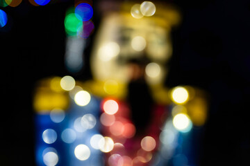 An abstracted view of blurry Christmas lights