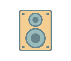 Minimalist speaker icon featuring flat design with two-tone color scheme