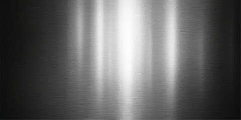 Fototapeta premium Polished silver brushed metal texture background with a shiny industrial stainless steel surface and grey metallic chrome reflection pattern