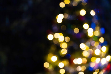 An abstracted view of blurry Christmas lights