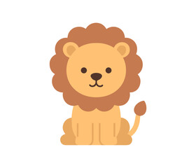 Obraz premium Cute cartoon lion with brown mane on white background