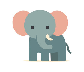 Fototapeta premium Cute cartoon elephant on minimalist white background for children's design projects