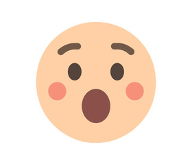 Fototapeta premium Surprised face emoji with wide open mouth in flat style