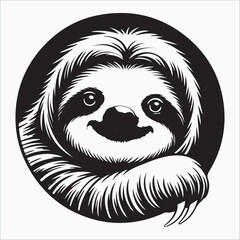 Obraz premium Charming sloth face illustration silhouette vector