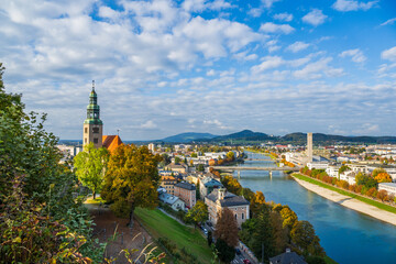 The City of Salzburg, Ortsteil M&uuml;lln, Salzach River, Austria