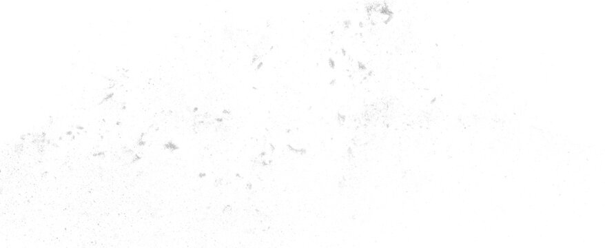 Ground sugar flying, sweet minced powder isolated on white, clipping path, macro
