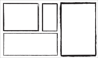 Hand drawn sketch frame vector. Simple doodle rectangle pencil frame border shape. Hand drawn doodle scribble border element for text quote template. Pencil brush stroke style. Vector illustration