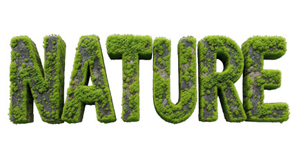 Nature Word with Moss Texture Isolated