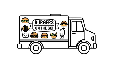 Burger food truck illustration isolated on transparent background