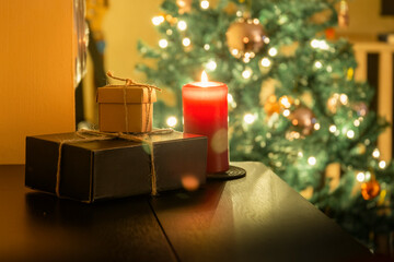 Christmas theme with gifts and decorations