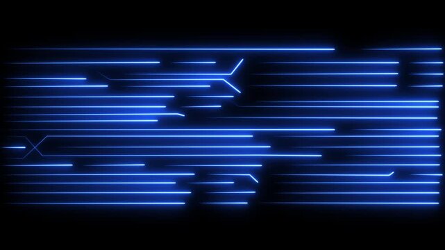 Seamless Loop. Glowing Blue Circuit Lines on a Dark Background for Digital Connectivity, High-Tech Networks, Technology and Communication Systems. 