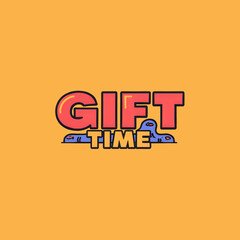 Obraz premium Gift Time Lettering Graphic on Warm Orange Background