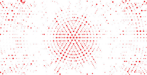 Red halftone radial grid burst for creative posters, modern branding, digital layouts, abstract graphic design vector illustration