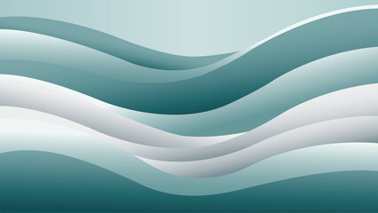 Abstract Teal Wave Background, Layered Paper Cut Ocean Vector