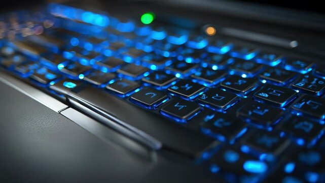 Closeup medium shot capturing UV sanitization on a membrane keyboard emphasizing cleanliness and germfree workspace maintenance.